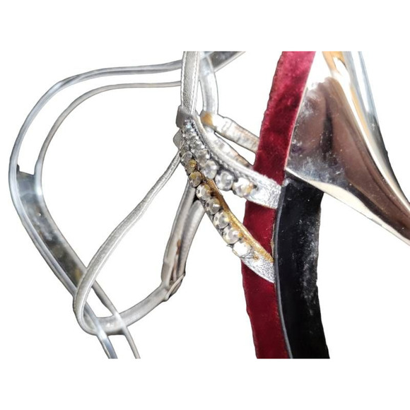 Dolce & Gabbana Womens Heel Red Velvet Crystals Buckle Sandals US 7.5 Eur 38 - Picture 9 of 9